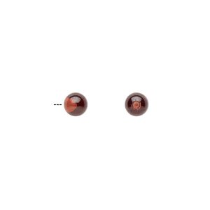 Garnet 1pkg2, half-drilled round bead natural 4mm