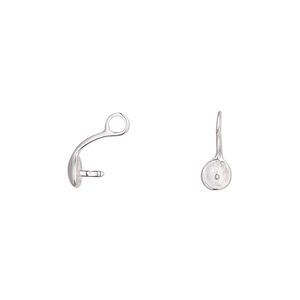 Cup, silver-plated brass, 4mm cup with 3mm peg, fits 10mm half-drilled bead. Sold per pkg of 10.