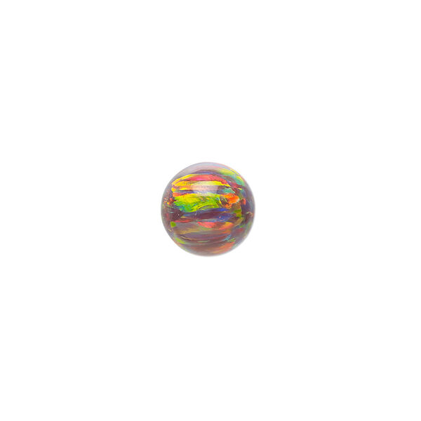 Bead, Mexican "opal" (silica and epoxy) (man-made), multicolored, 10mm half-drilled round. Sold individually. image number 0