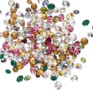 Chaton mix 5 g pk mixed foil back, vintage Preciosa Czech crystal rhinestone 2.8-4.3mm round SS10-SS18