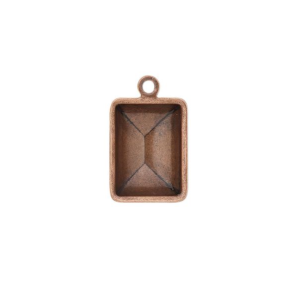 Drop, Almost Instant Jewelry®, antique copper-plated brass, 16.5x12.5mm faceted rectangle with 14x10mm rectangle setting. Sold per pkg of 4. image number 0