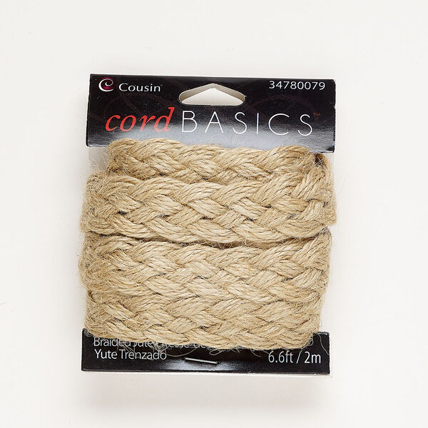 Cord, jute, tan, 16mm flat braid. Sold per pkg of 2 meters. image number 0