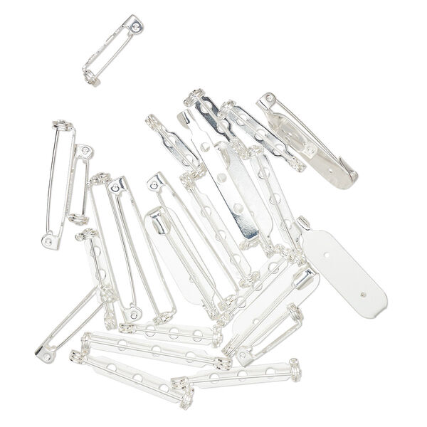 Pin back, silver-plated steel, assorted sizes. Sold per pkg of 25. image number 0