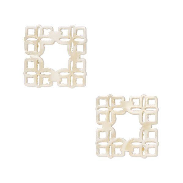 Component, resin, tan, 20mm square with cutouts. Sold per pkg of 8. image number 0