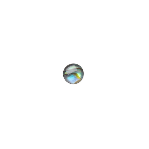 Cabochon, paua shell (coated), 6mm calibrated round, Mohs hardness 3-1/2. Sold per pkg of 10. image number 0
