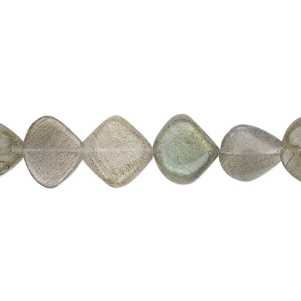 Bead, labradorite (natural), 9-11mm hand-cut flat teardrop, B grade, Mohs hardness 6 to 6-1/2. Sold per 13-inch strand. image number 0