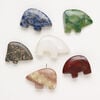 Multi-gemstone 1pkg6, half-drilled puffed / flat zuni-style bear, focal mix 35x27mm-44x31mm image number 1