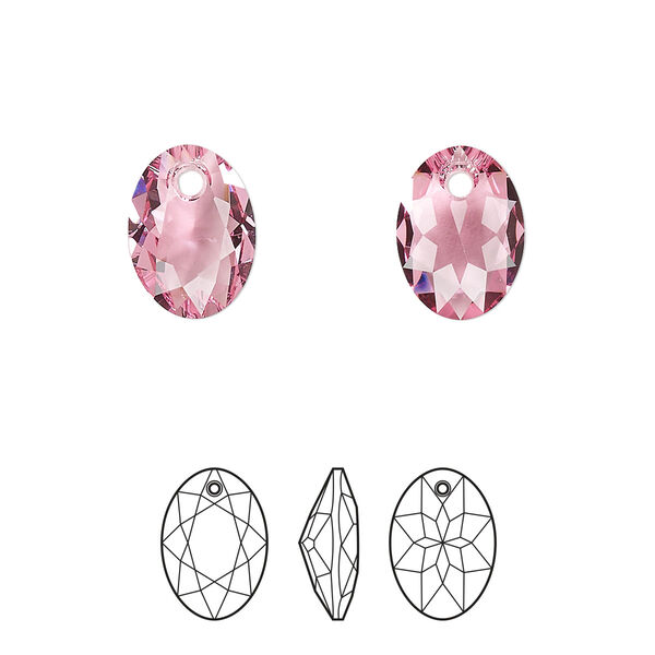 Drop 2pk rose, Crystal Passions® 11.5mm pendant elliptic cut 6438 image number 0