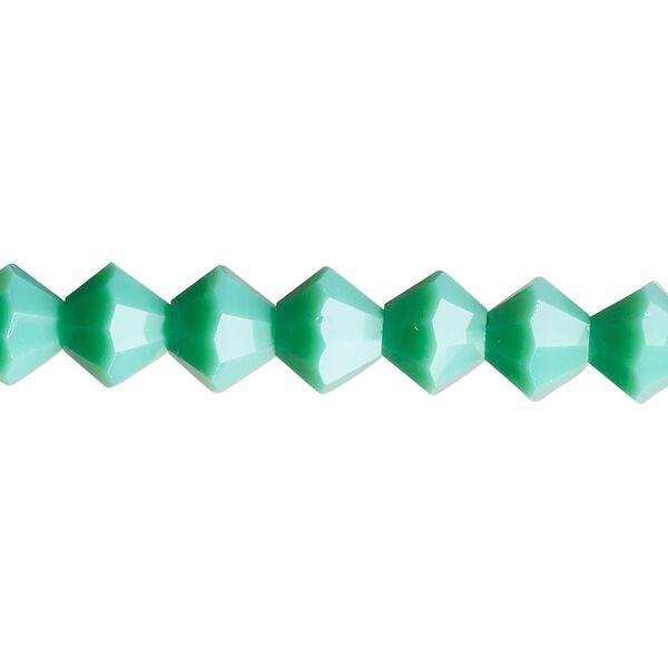 Bead, glass, opaque aqua green, 8mm bicone with 0.6-0.8mm hole. Sold per 15-1/2" to 16" strand. image number 0