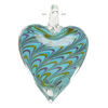 Focal, lampworked glass 1pkg1, opaque and translucent multicolored, 42x29mm-44x31mm single-sided heart with swirl design. image number 1