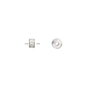 Bead, silver-plated "pewter" (zinc-based alloy), 5x3mm textured rondelle. Sold per pkg of 100.