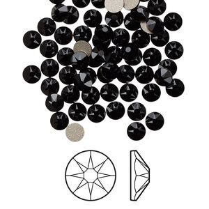 Flat back 144pk jet foil back, Crystal Passions® 3.8-4mm rose round SS16 2088