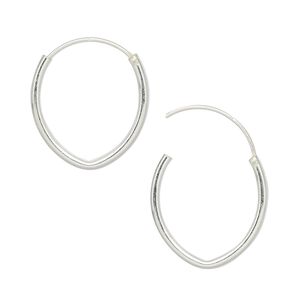 Earring hoop 1pkg2 sterling silver, 20x18mm pear / endless loop, 1 pair
