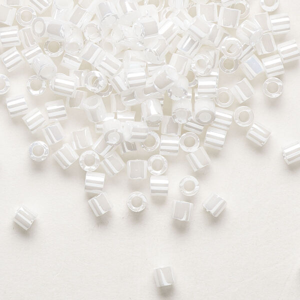 Seed bead, Delica®, glass, pkg/7.5g, #8 round, opaque luster white pearl (DBL-0201). image number 0