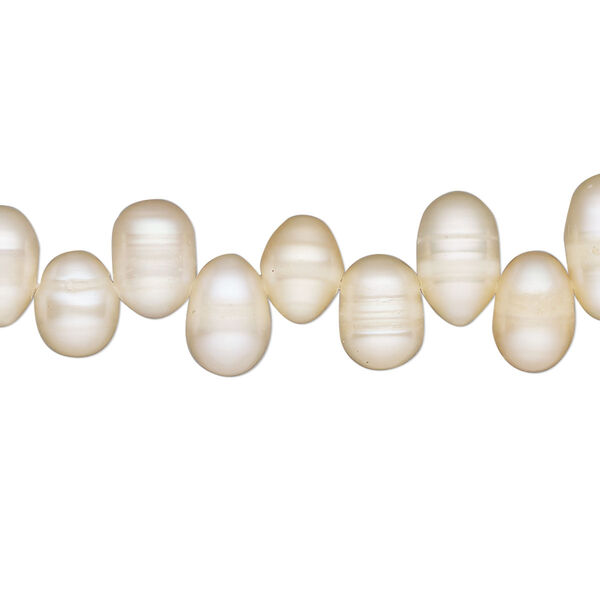 Pearl, cultured freshwater, peach, 8x5mm-9x7mm top-drilled rice, D grade. Sold per 16-inch strand. image number 0