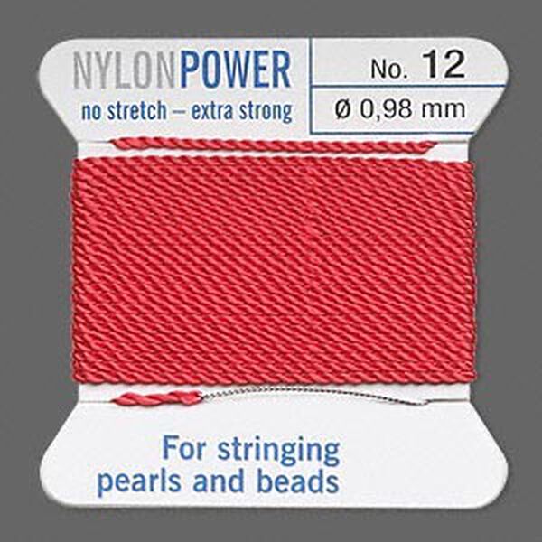 Thread, Griffin, nylon, red, size #12. Sold per 2-meter card (approximately 78 inches). image number 0