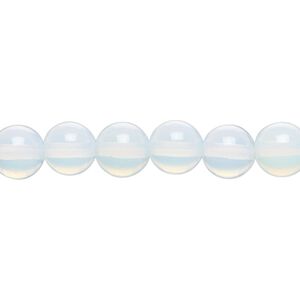 Bead, sea "opal" (glass), translucent to semitranslucent, 8mm round. Sold per 15-1/2" to 16" strand.