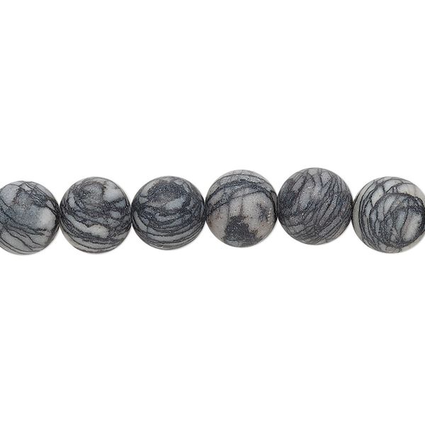 Black silk stone (onyx marble) 1pkg1, matte round bead natural 15.5-16 inch 8mm image number 0