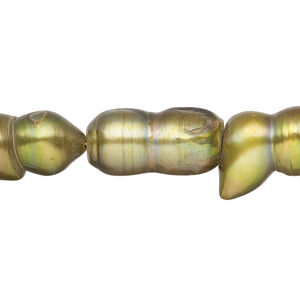Freshwater pearl 1pkg1, freeform, 15 inch iris bronze 16x7mm-29x11mm cultured