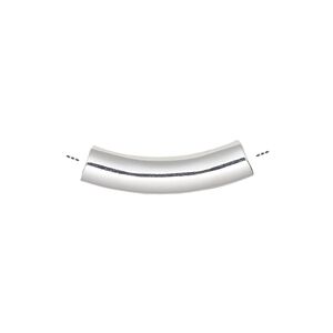 Bead, silver-plated brass, 23x5mm curved tube. Sold per pkg of 10.