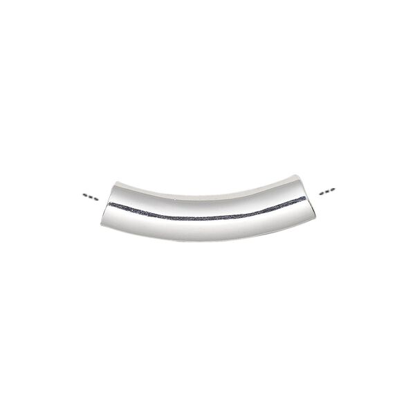 Bead, silver-plated brass, 23x5mm curved tube. Sold per pkg of 10. image number 0