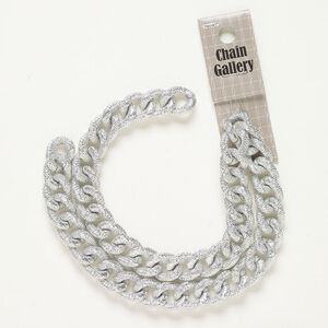 Chain aluminum 1pk 14mm textured cable, silver finish 17 inch