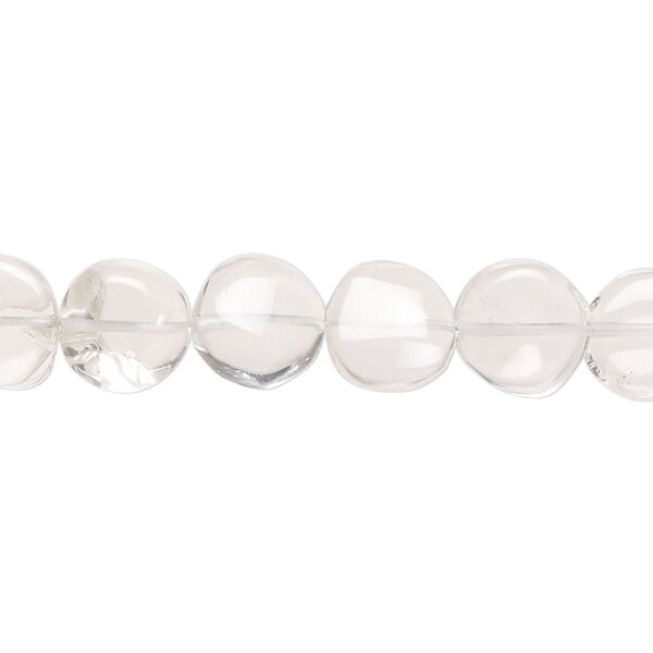 Quartz crystal 1pkg1, hand-cut puffed flat round bead natural, 13 inch 8-10mm image number 0