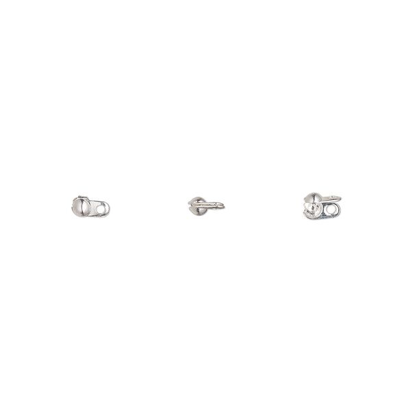 Bead tip, silver-plated brass, 3.5x2mm side clamp-on with closer loop. Sold per pkg of 100. image number 0