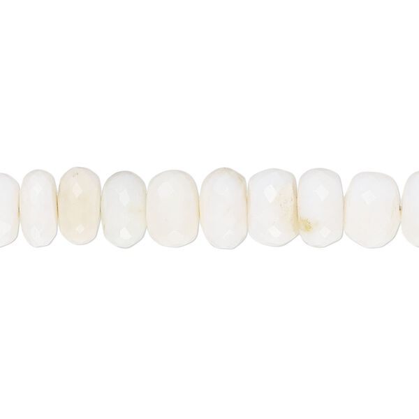 White opal 1pkg1, hand-cut faceted rondelle bead natural 14 inch 8x5mm-9x6mm image number 0