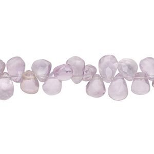 Lavender amethyst 1pkg1, hand-cut top-drilled faceted puffed teardrop bead natural 9 inch 6x5mm-10x6mm
