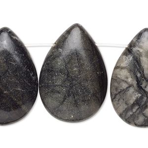 Picasso marble 1pkg4, flat back flat teardrop focal natural 28x19mm-31x21mm