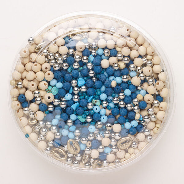 Bead mix, wood (natural) / acrylic / glass, pkg/1 pound, mixed colors, 4x5mm-18x13mm mixed shapes. image number 0
