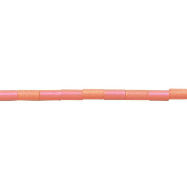 Bead, glass, translucent matte tangerine AB, 5x2.5mm round tube. Sold per 15-1/2 to 16-inch strand. image number 0