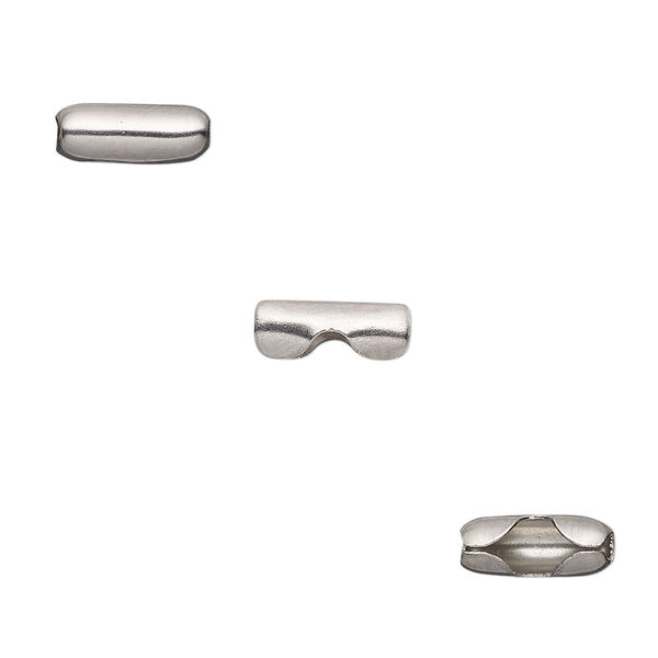 Ball chain connector, stainless steel, 10x4mm, fits 3.2mm ball chain. Sold per pkg of 10. image number 0