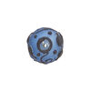 Bead, lampworked glass, opaque matte blue and black with leaf and swirl design, 18mm round. Sold individually. image number 1