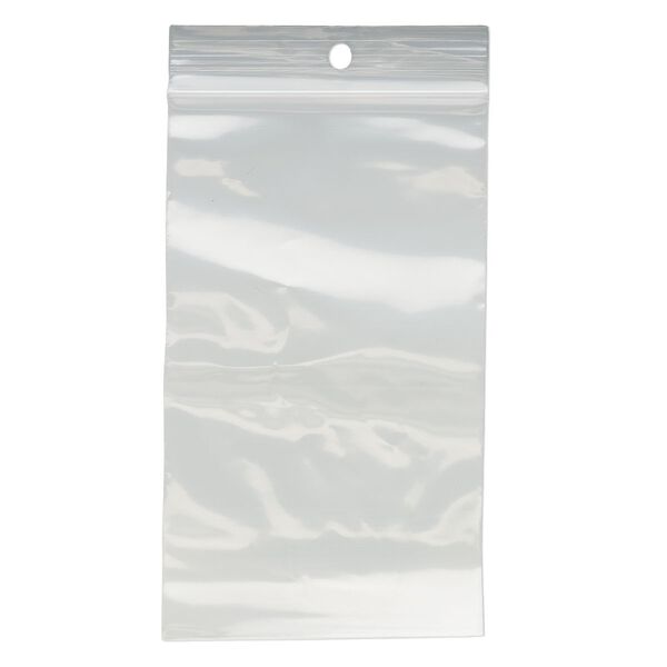Bag, Tite-Lip™, plastic, clear, 3x5-inch top zip with hole. Sold per pkg of 1,000. image number 1