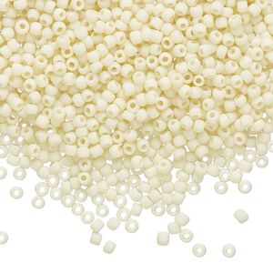Seed bead, TOHO BEADS®, glass, pkg/7.5g, #11 round, opaque frosted light beige (TR-11-51F).