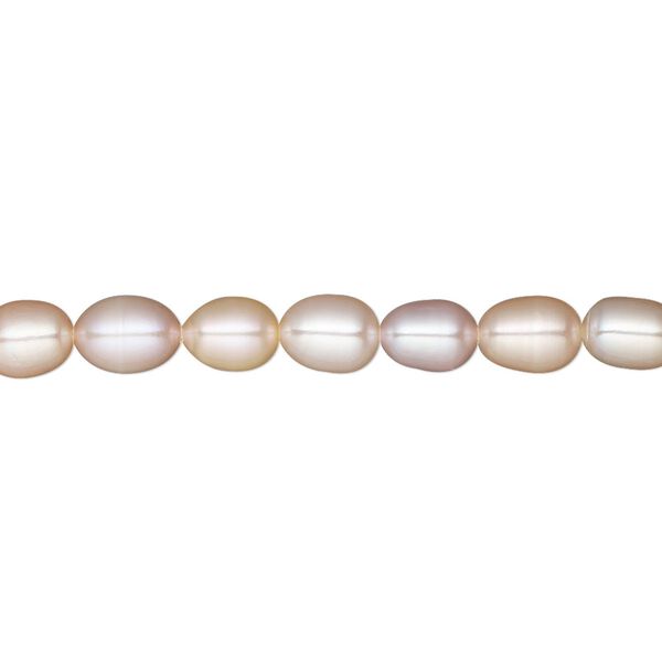 Pearl, White Lotus™, cultured freshwater, mauve and peach, 5-5.5mm rice, B grade, Mohs hardness 2-1/2 to 4. Sold per 15-1/2" to 16" strand. image number 0