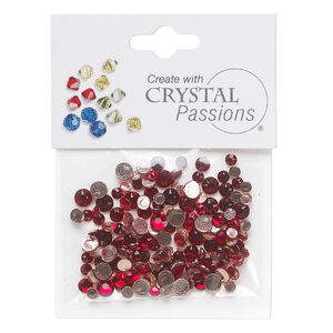 Flat back mix 1pkg144 Siam and light Siam, Crystal Passions&reg; rhinestone 3.0-4.8mm hotfix round SS12 / SS16 / SS20