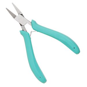 Pliers, flat-nose, alloyed steel and thermoplastic rubber, ergonomic handle, teal, 5 inches. Sold individually.