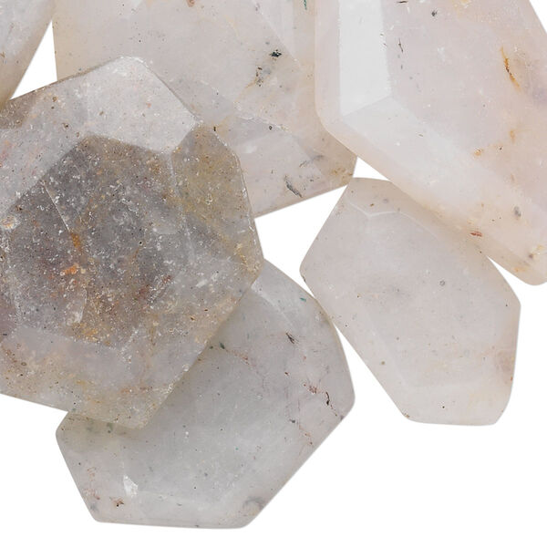Bead, quartz and hematite (natural), 16x13mm-40x30mm faceted freeform, B grade, Mohs hardness 7. Sold per 1/4 pound pkg, approximately 15 beads. image number 0