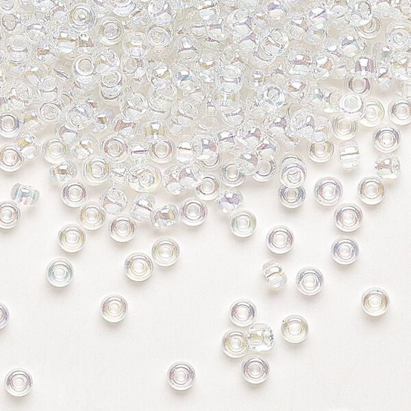 Seed bead, Miyuki, glass, pkg/250g, #8 rocaille, translucent rainbow crystal clear, (RR-250). image number 0