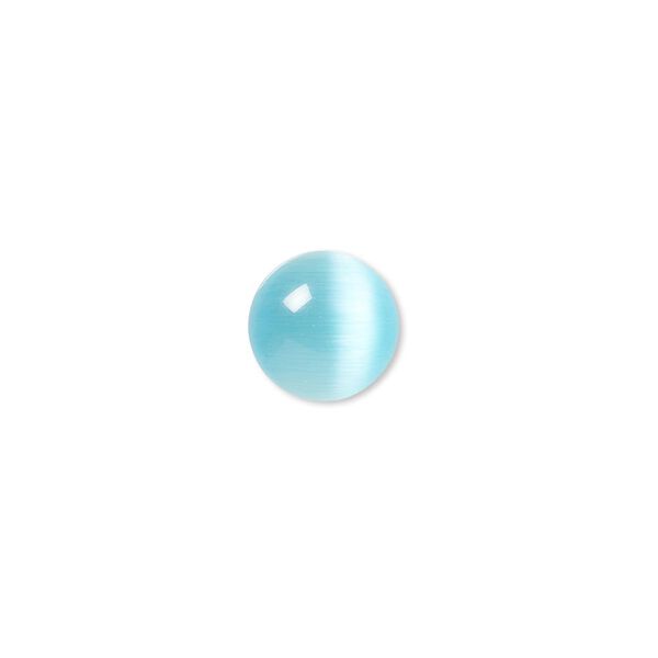 Cabochon, cat's eye glass (fiber optic glass), turquoise blue, 10mm calibrated round, quality grade. Sold per pkg of 10. image number 0