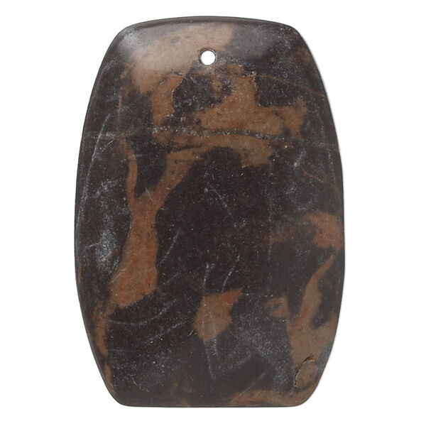 Focal, portoro marble (natural), 44x29mm-44x30mm rounded puffed rectangle with flat back, C grade, Mohs hardness 3. Sold individually. image number 0
