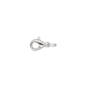 Clasp lobster claw 1pkg10, 11x6mm / 5mm closed jump ring, stainless steel 1-strand