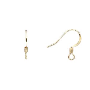 Ear wire fishhook 1pkg1000, 15mm / 3mm coil / open loop, 21 gauge gold-finished stainless steel / brass 500 pair