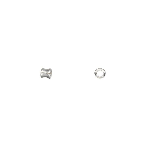 Bead, Hill Tribes, fine silver, 3x3mm spool tube. Sold per pkg of 4. image number 0