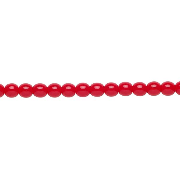 Bead, Czech glass druk, opaque red, 4mm round. Sold per 15-1/2" to 16" strand. image number 0