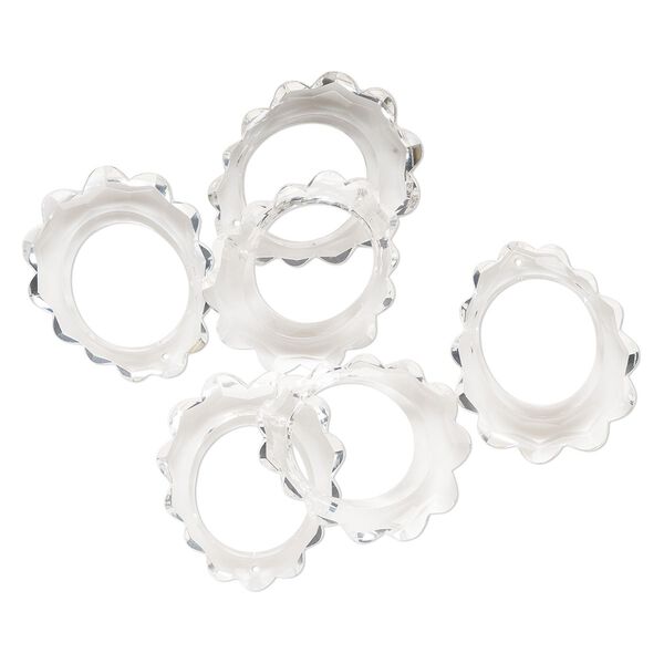 Focal, acrylic, clear, 42.5x36mm fancy cutout oval. Sold per pkg of 6. image number 0