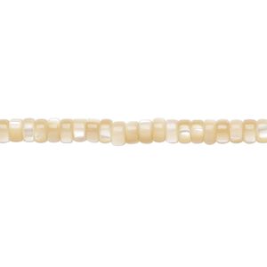 Bead, mother-of-pearl shell (natural), 3x2mm heishi, Mohs hardness 3-1/2. Sold per 15-1/2 to 16-inch strand.